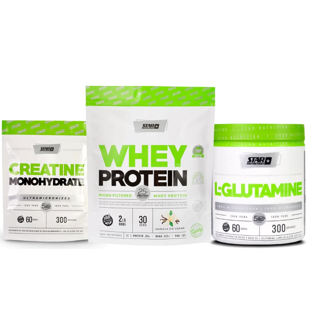 ombo Whey Protein + Creatina + Glutamina Star Nutrition Rendimiento y Recuperación