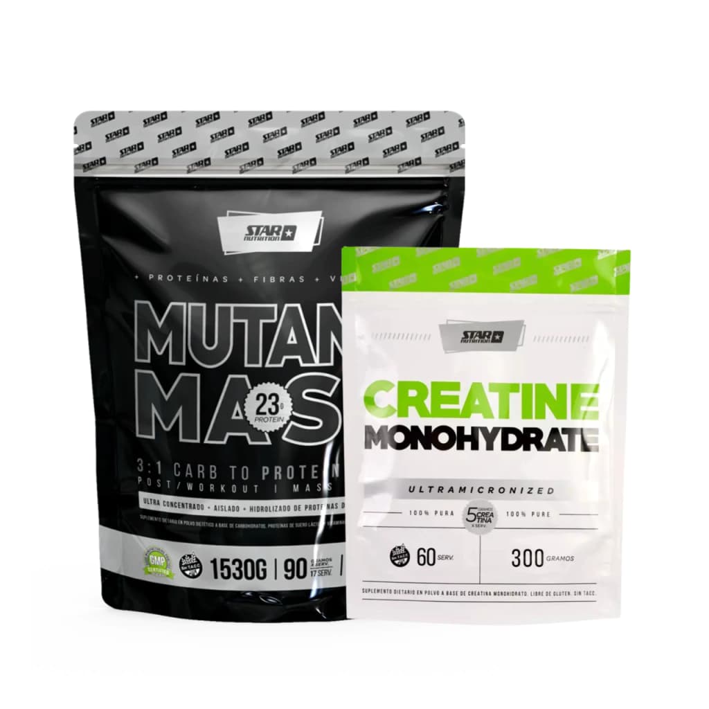 GAINER MUTANT MASS + CREATINA 300GS DOYPACK COMBO STAR NUTRITION
